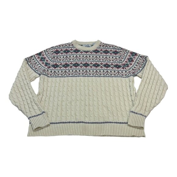 Vintage Steep‎ Slopes XL Fair Isle Print Knit Ski Sweater 90s Virgin Acrylic - Picture 1 of 4